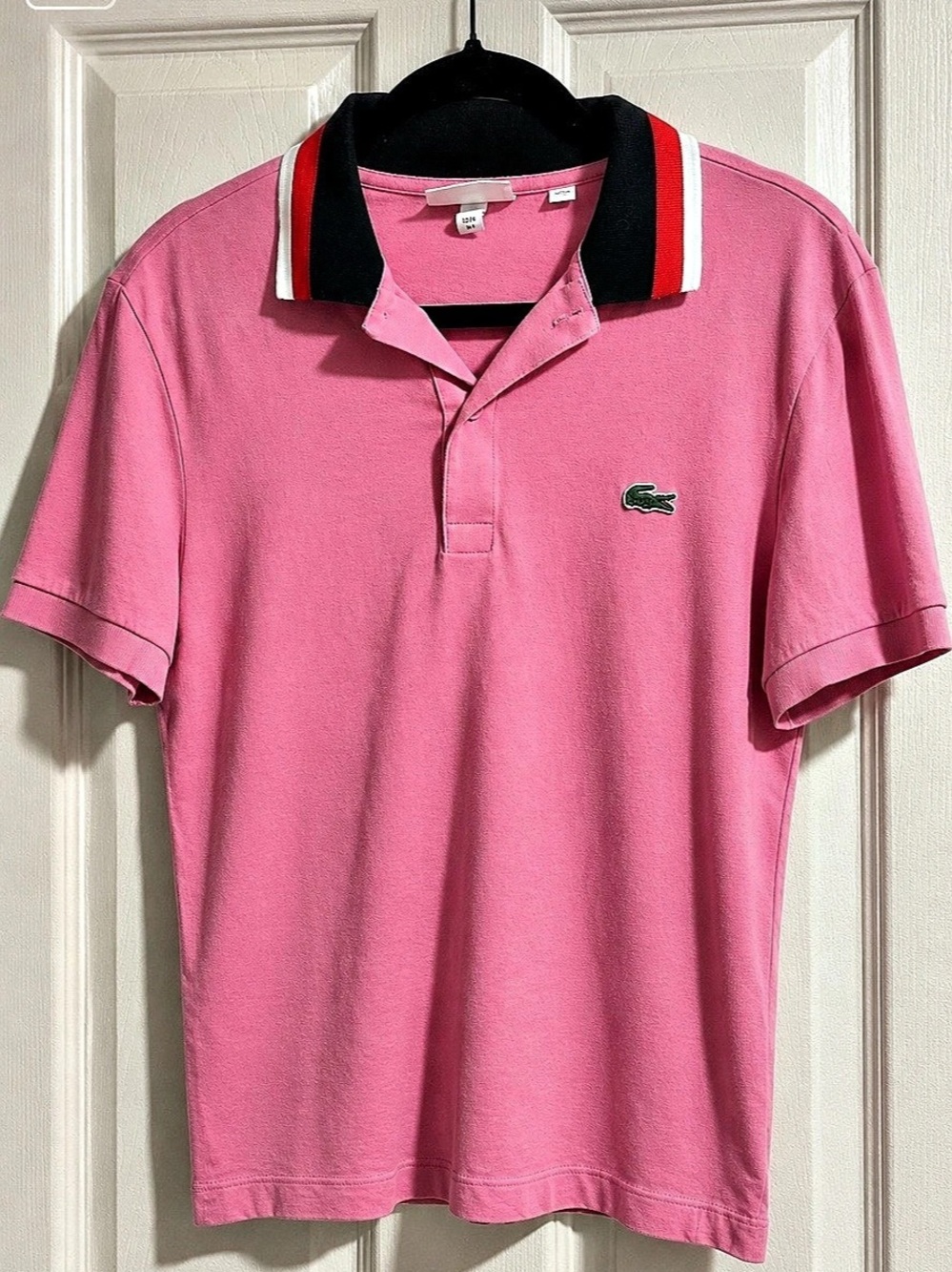 Lacoste Men's Regular Fit Contrast Collar Polo Pink Small